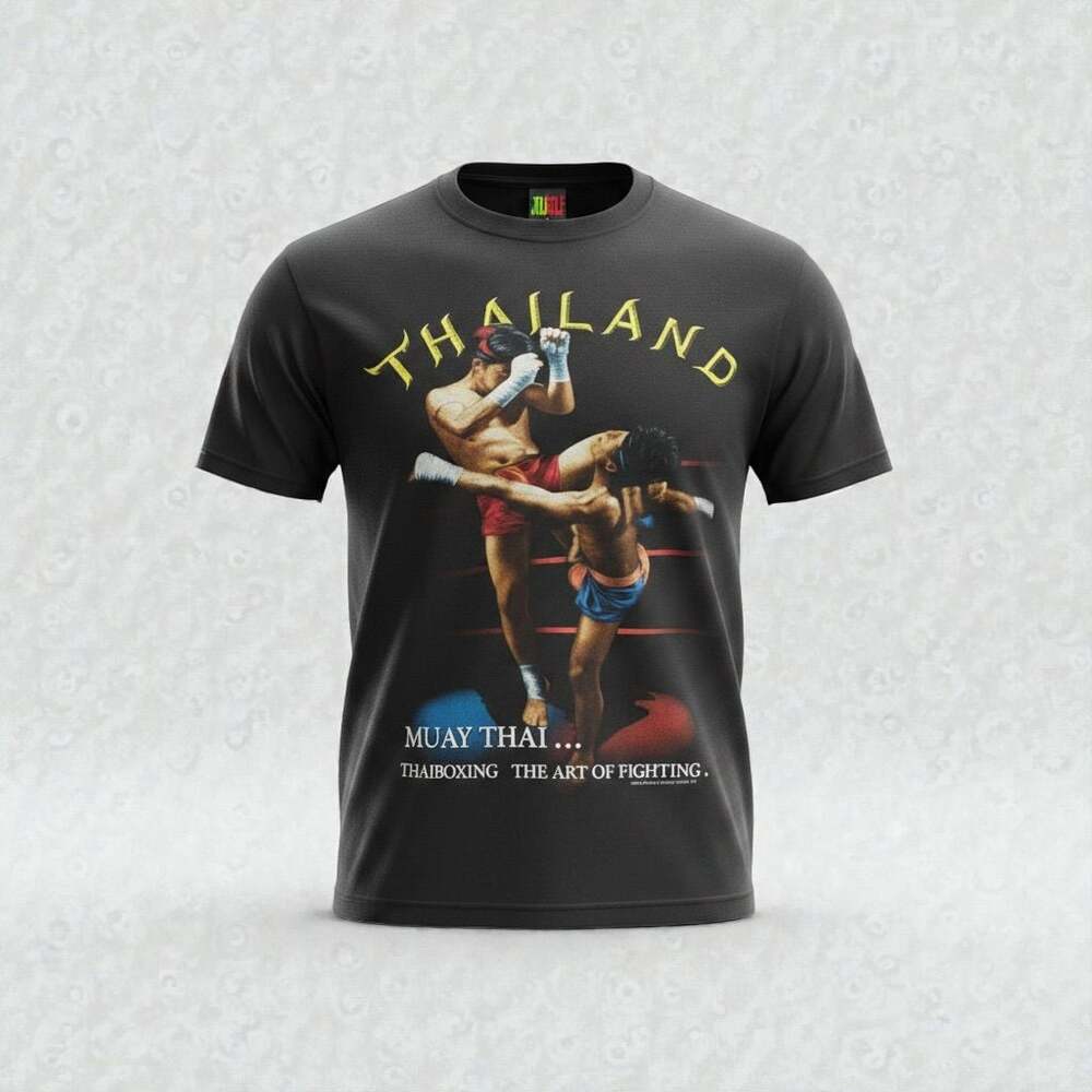 Vintage 90's Thailand Muay Thai… Thaiboxing The Art Of Fighting Black Shirt Sz M